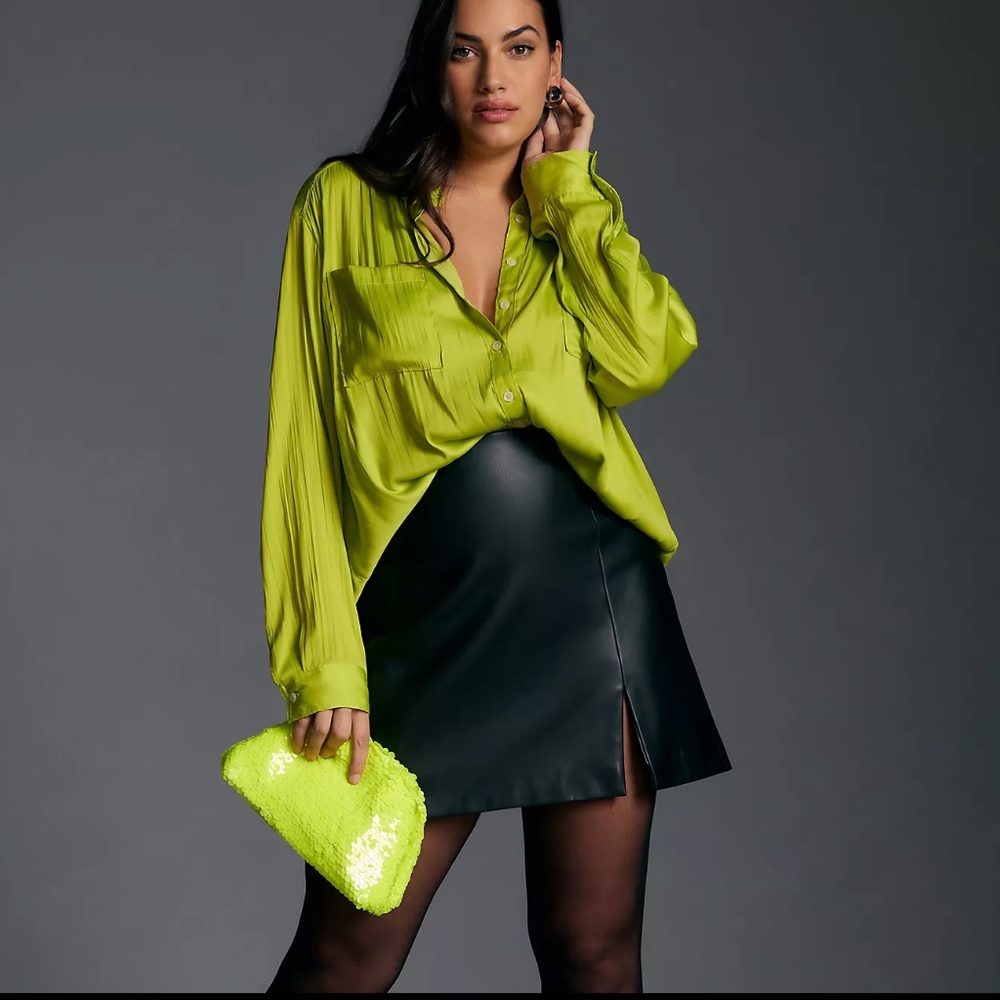 Anthropologie Frankie Mini Clutch: Piette Sequin Edition - Neon Yellow - NEW - Picture 5 of 7